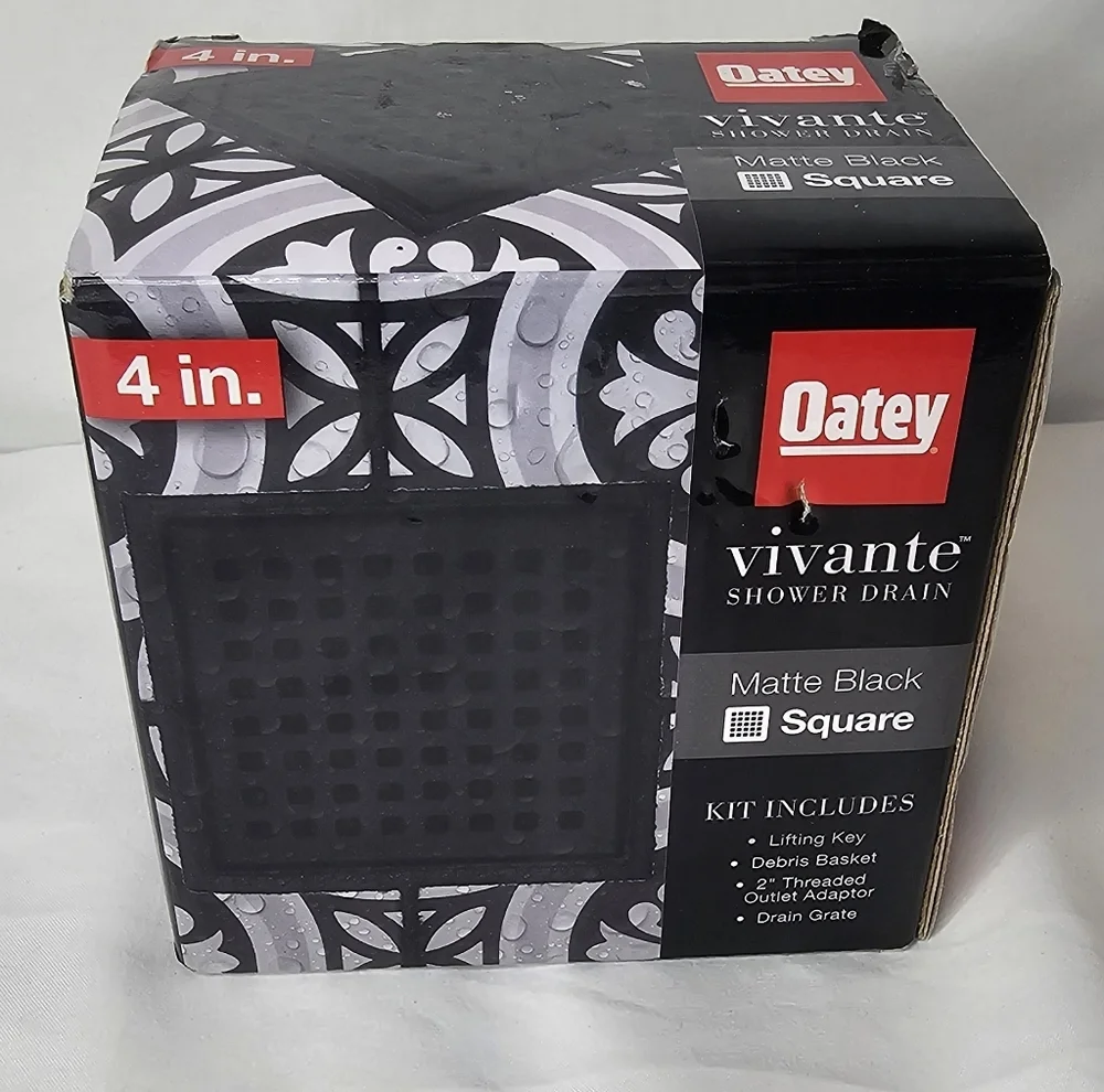 Oatey 4 Inch Vivante Shower Drain kit Matte Black VT32040